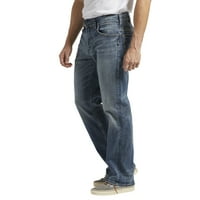 Сребрени фармерки копродукции Машки Горди опуштени се вклопуваат фармерки со права нозе, големини на половината