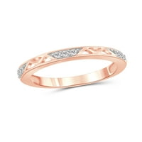 Diamond Club Diamond Rings за жени - Акцент бел дијамантски прстен накит - розово злато над сребрени ленти