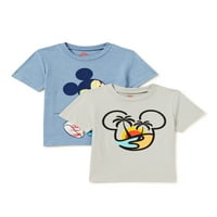 Графичка маица со момчиња Мики Маус, 2-пакет, големини 4-7