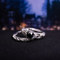 Miaенска Miabella 1- Carat T.W. Црн дијамантски бесконечен венчален прстен поставен во 10kt бело злато