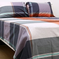 Уникатни поволни цени со меки памучни кревети со 4 парчиња поставени сини портокалови целосна големина