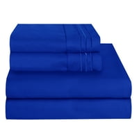 Бесплатен лист со брчки со микрофибер, поставен длабок џеб -кралско сино