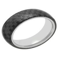 Машки не'рѓосувачки челик и црна јаглеродна влакна куполна лента - машки прстен