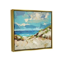 Апстрактна плажа небо пејзаж пејзаж сликарство металик злато врамено уметничко печатење wallид уметност