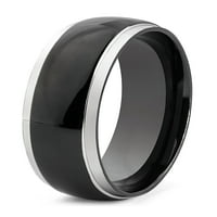 Крајбрежен накит црн позлатен прстен од не'рѓосувачки челик со жлебови линии