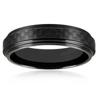 Крајбрежен накит црно позлатен не'рѓосувачки челик јаглеродни влакна прстен