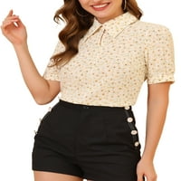 Единствени поволни цени, женска блуза со блуза, разделена шифонска кошула со ракав за ракав, шифон