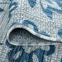 Транзициска област килим цветна крема, сина затворена правоаголник на отворено лесен за чистење