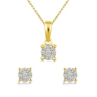 Arista CT Diamond Women'sенски обетка и приврзоци поставени во 10K бело злато