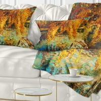 Дизајнрт есенска шума и небо - пејзаж печатена перница за фрлање - 12x20