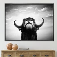 Црно -бел портрет на шпански бик, јас го враменив фотографијата со платно уметничко печатење