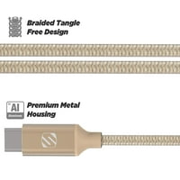 CAB4GD Strikeline Premium USB до Type-C полнење и синхронизација на плетенка со плетенка 4-ft. Злато