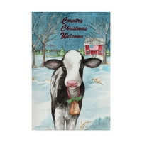 Трговска марка ликовна уметност „Земја Божиќно знаме на кравјо“ платно уметност од Мелинда Хипшер