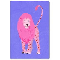 Wynwood Studio Canvas Girl Омилен лав животни Felines Wallидна уметност платно печати виолетова 20x30