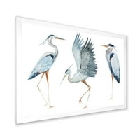DesignArt „Портрет на Херон птици II“ Традиционално врамен уметнички принт