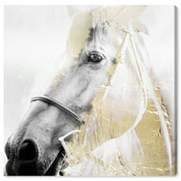 Wynwood Studio Animals Wall Art Canvas Prints 'Horse Gold Gold' Dream 'Farm Animal - Бело, злато