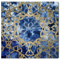 Студио Wynwood Апстрактна мароканска платно уметност - сина хипнотичка грчка, wallидна уметност за дневна