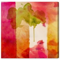 Студиото Wynwood Апстрактна wallидна уметност платно го отпечати акварел „Килибарна кадифе“ - розова, зелена