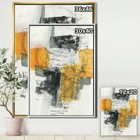 DesignArt 'Апстрактна композиција на гламурозно жолто и црно' современо врамено платно
