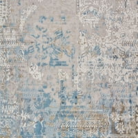 Lindstra градиентен акварел килим, сина сива боја, килим со акцент 3ft-1in 5ft