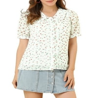 Уникатни поволни цени за женски цветни полу -чиста слатка кошула за блуза со ракав