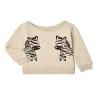 Garanimals Бебе девојки зебра графички долги ракави со долги ракави, 6 9м-24м