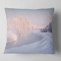 DesignArt Frasty Winter Sunshine Panorama - пејзаж печатена перница за фрлање - 18x18
