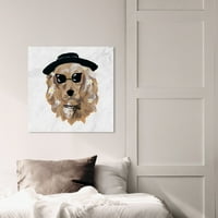 Авенија на пистата животни wallидни уметности платно отпечатоци 'во стил кученце' кучиња и кутриња - кафеава,