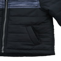 Arctic Quest Boy's Boy's Block Block Puffer јакна и Sky Bib Snowsuit Set - големина 3T, длабоко црно
