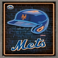 Yorkујорк Метс - Постер за неонски шлем, 22.375 34