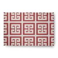 Едноставно Дејзи 4 '6' Грчки клуч во форма на Chenille килим, црвена лигонбери