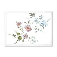 DesignArt 'Пинк и сини диви цвеќиња I' Традиционална врамена уметничка печатење