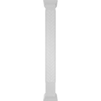 Ekena Millwork 10 W 8'H Craftsman Classic Square Non-Tapered Heringbone Modern Fretwork Column W Crown Capital