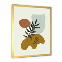 DesignArt 'Апстрактни форми со ботанички минималистички лист II' модерен врамен уметнички принт