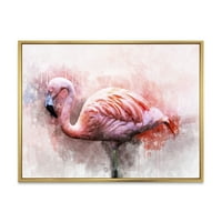 DesignArt 'Апстракт портрет на розово фламинго против' фарма куќа врамена платно wallидна уметност принт