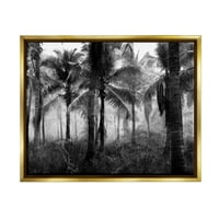 Слупел индустрии густа тропска палма шума Фотографија Металик злато лебдечки врамени платно печатење wallидна уметност, дизајн од Ким Ален