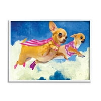 Кучињата „Ступел Индустри“ Чивахуа летаат облачно небо розови капачиња врамени wallидни уметности, 11, дизајн