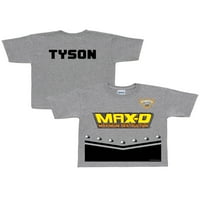 Персонализирана маица со униформа максима за деца со чудовиште Макс-Д, сива маица, сива