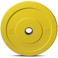 Titan Fitness LB пар жолт економија олимписки браник плочи, гума со челик вметнување, обука за јачина