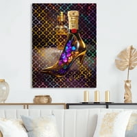 DesignArt Луксузен шампањ и висока потпетица јас платно wallидна уметност