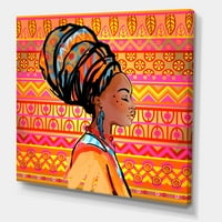 Портрет на жена од Афроамериканка со турбан I сликање платно уметнички принт
