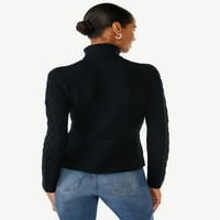 Исечете го женскиот кабелски плетен џемпер со долги ракави, големини XS-XXL