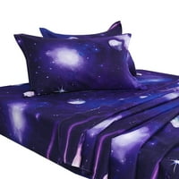 Единствени поволни цени Галакси печати за постелнина за постелнини со постелнина, виолетова, полна