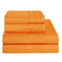 Бесплатен без брчки микрофибер кревет постави длабок џеб -целосен елита портокал
